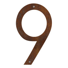 Husnummer 9 stål rustlook 40 cm